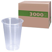 Одноразовые стаканы, комплект 3000 шт. (30 уп. по 100 шт.), пластиковые, 0,2 л, прозрачные, ПП, для холодного/горячего